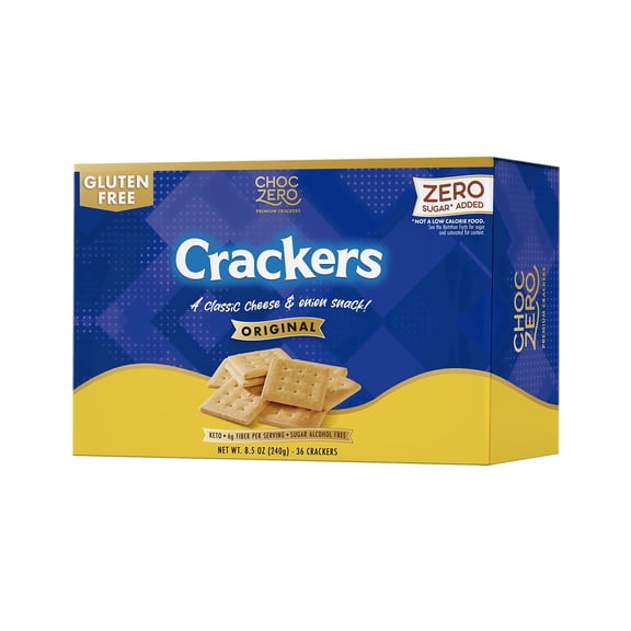 ChocZero Keto Crackers, Cheese & Onion, Sugar Free, Low Carb, Gluten Free, 8.5 oz Box