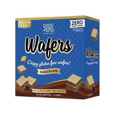 ChocZero Sugar Free Chocolate Wafer Cookies, No Sugar Alcohols, Keto, Gluten Free, 8 oz Box