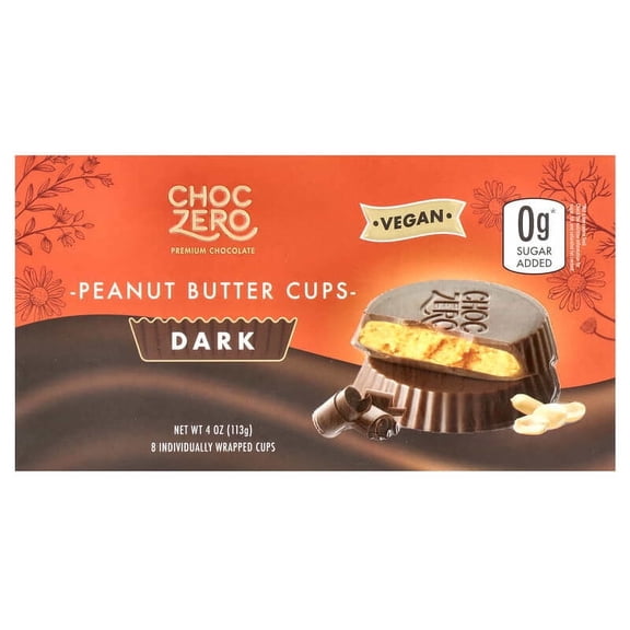 ChocZero, Dark Chocolate Peanut Butter Cups, 4 oz Pack of 3