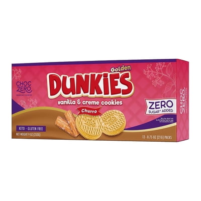 ChocZero Dunkies Sugar Free Churro Sandwich Cookies, Keto, Gluten Free, 9 oz Box