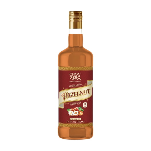 ChocZero Sugar Free Hazelnut Coffee Syrup, Keto, Low Carb, 25.4 fl oz Bottle