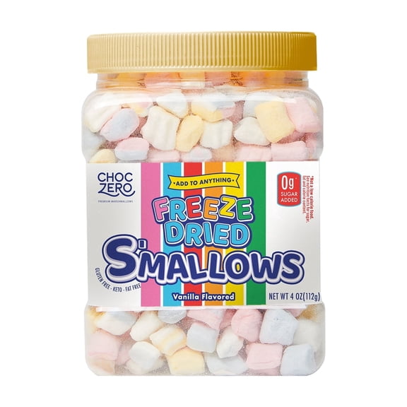 ChocZero Sugar Free Freeze-Dried Marshmallows, Keto, Gluten Free, 4 oz Jar