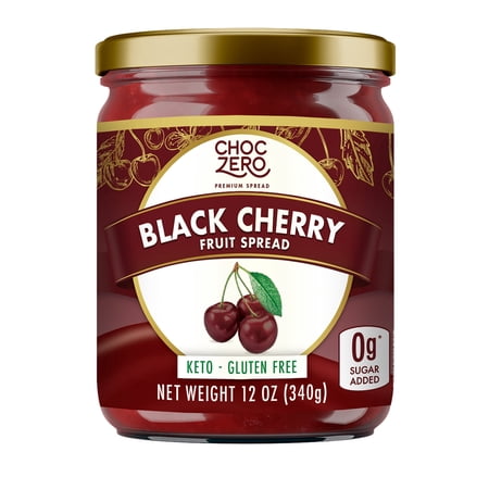 ChocZero Sugar Free Cherry Jam, Keto, Low Carb Fruit Spread, 12 oz Jar