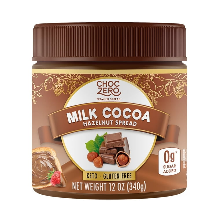 ChocZero Milk Chocolate Hazelnut Spread, Keto Friendly, No Sugar