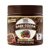 ChocZero Sugar Free Dark Chocolate Hazelnut Spread, Keto, Low Carb, Vegan, 12 oz Jar