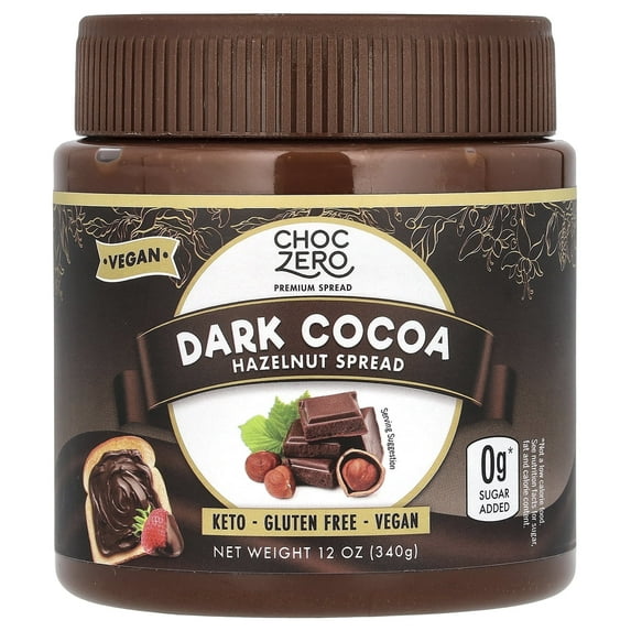 ChocZero, Keto Spread, Dark Cocoa Hazelnut, 12 oz Pack of 3