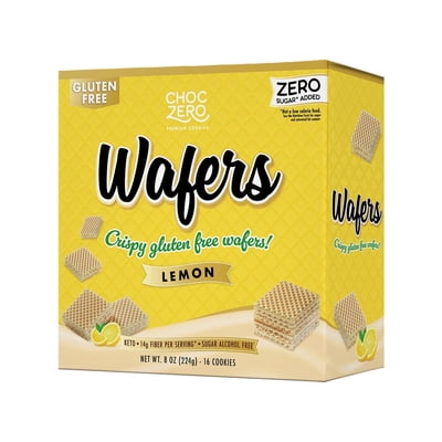 ChocZero Sugar Free Lemon Wafer Cookies, No Sugar Alcohols, Keto, Gluten Free, 8 oz Box