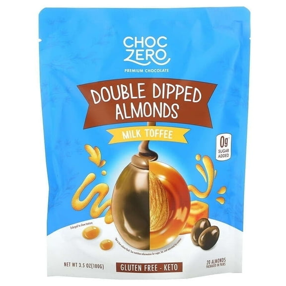 ChocZero, Premium Chocolate, Double Dipped Almonds, Milk Toffee, 3.5 oz Pack of 3
