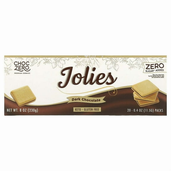 ChocZero, Premium Cookies, Jolies, Dark Chocolate, 20 Packs, 0.4 oz Pack of 2
