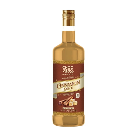 ChocZero Sugar Free Cinnamon Dolce Coffee Syrup, Keto, Low Carb, 25.4 fl oz Bottle