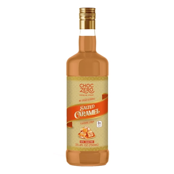 ChocZero Sugar Free Salted Caramel Coffee Syrup, Keto, Low Carb, 25.4 fl oz Bottle