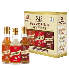 ChocZero Sugar Free Coffee Syrup Sampler, Caramel, Hazelnut & Vanilla (3 Pack), Keto Friendly, Monk Fruit Sweetened, 10.8 fl oz Bottles
