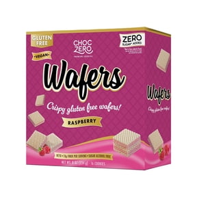 ChocZero Sugar Free Raspberry Wafer Cookies, No Sugar Alcohols, Keto, Gluten Free, Vegan, 8 oz Box