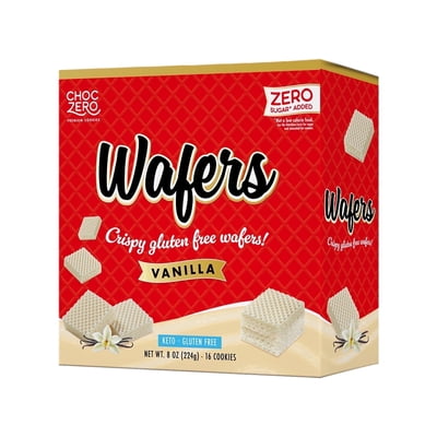 ChocZero Sugar Free Vanilla Wafer Cookies, No Sugar Alcohols, Keto, Gluten Free, 8 oz Box