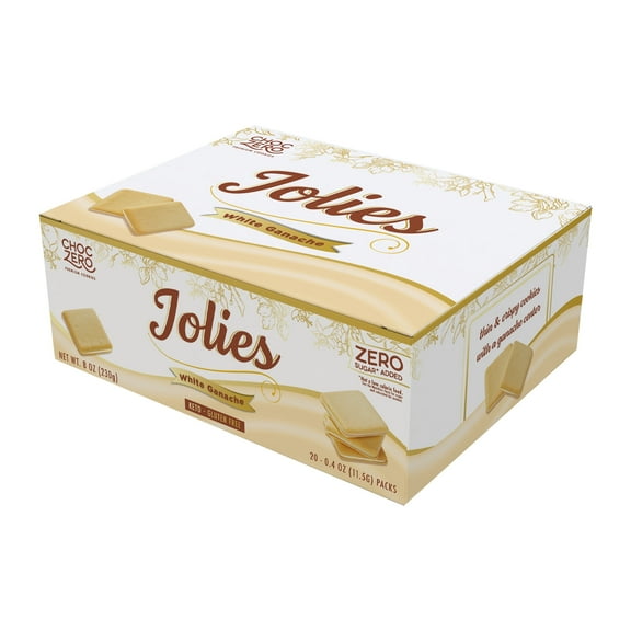 ChocZero White Chocolate Jolies, No Added Sugar White Chocolate Filled Cookies, Keto Friendly, 8 oz Box