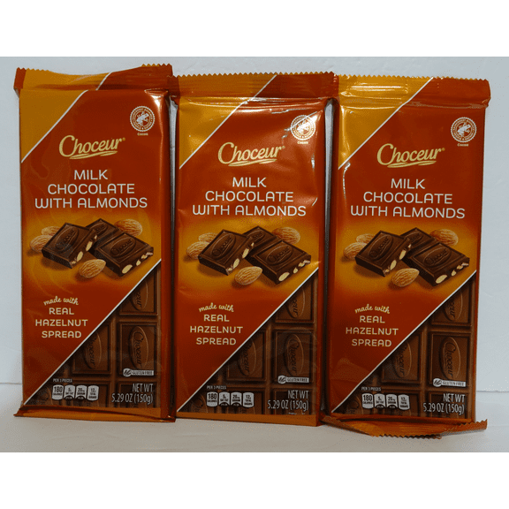 Choceur Austria Milk Chocolate with Almonds Bars 5.29oz 150g (3 Bars)