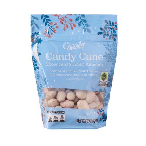 Choceur Candy Cane Chocolate Covered Almonds, Dark and White Chocolate, 8 oz, 2 Pack