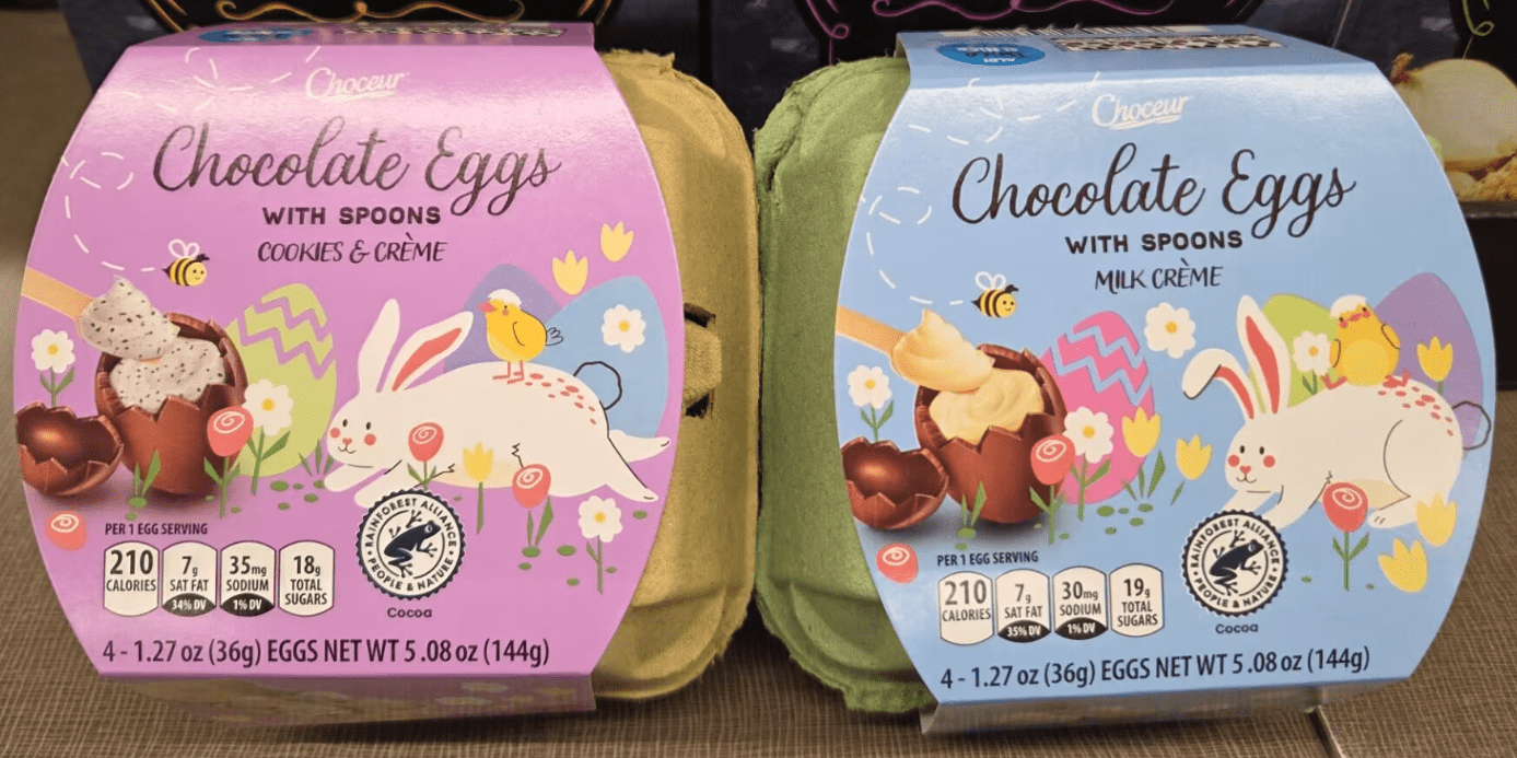 Choceur Chocolate Eggs with Spoons Milk Crème & Cookies Crème 5.08oz 144g (2 Boxes)