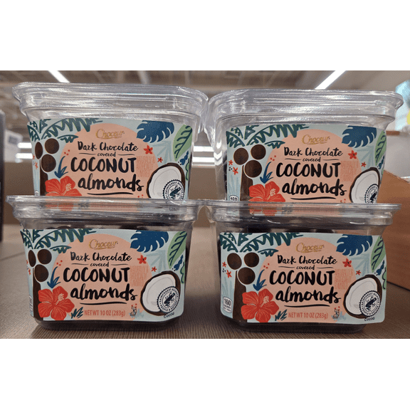 Choceur Dark Chocolate Covered Coconut Almonds 10oz 283g (4 Tubs)