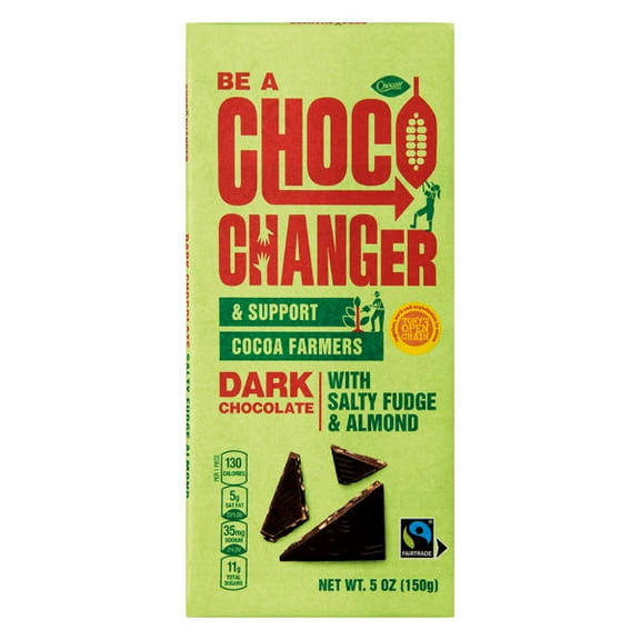 Choceur Dark Chocolate with Salty Fudge & Almond Choco Changer Chocolate Bar, 5 oz - (Pack of 2)