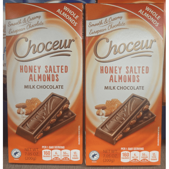 Choceur Honey Salted Almonds Milk Chocolate Bar 7.05oz 200g (2 Bars)