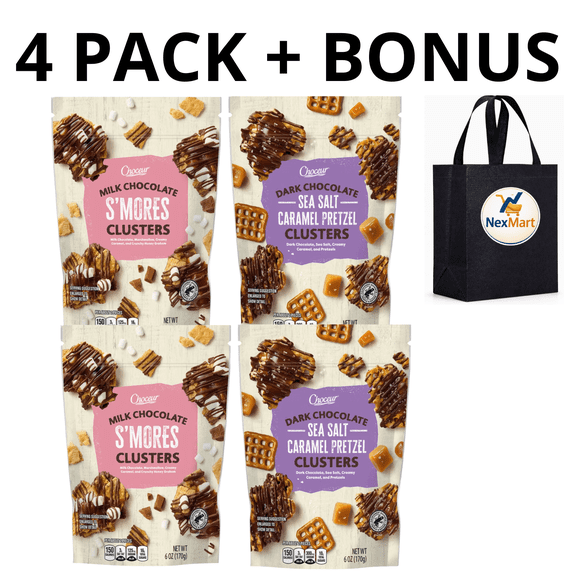 Choceur Milk Chocolate S'more Clusters and Dark Chocolate Caramel Pretzel, 6 oz - 4 pack