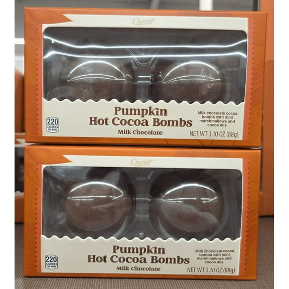 Choceur Pumpkin Milk Chocolate Hot Cocoa Bombs 3.1oz 88g (2 Boxes)