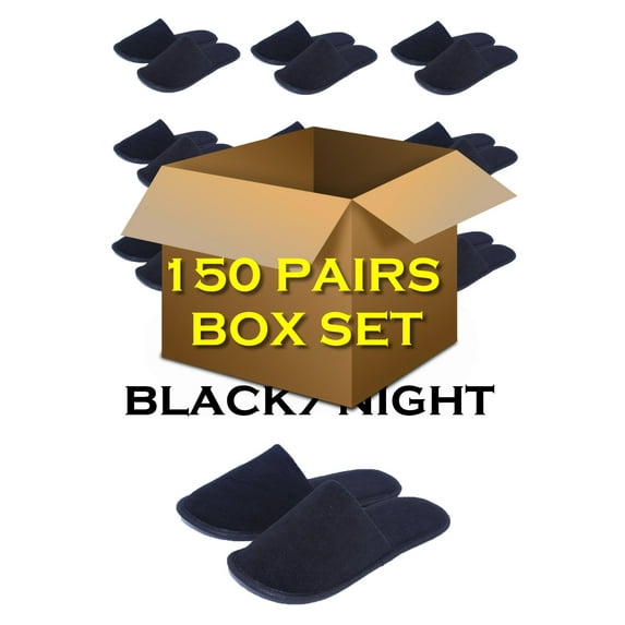Chochili 150 Pairs Black Fabric Packed Disposable Color Hotel Slippers for Airbnb Spa Salon Party Wedding Guests - US Men Women Size 10-11