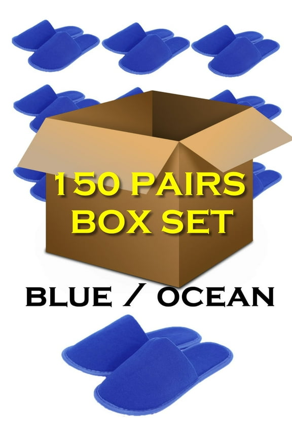 Chochili 150 Pairs Blue Fabric Packed Disposable Color Hotel Slippers for Airbnb Spa Salon Party Wedding Guests - US Men Women Size 10-11