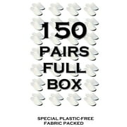 Chochili 150 Pairs Fabric Packed Terry Cotton Disposable Hotel Slippers Bulk for Airbnb Spa Wedding Hospital Guests Adult Men Women Size 10-11, White