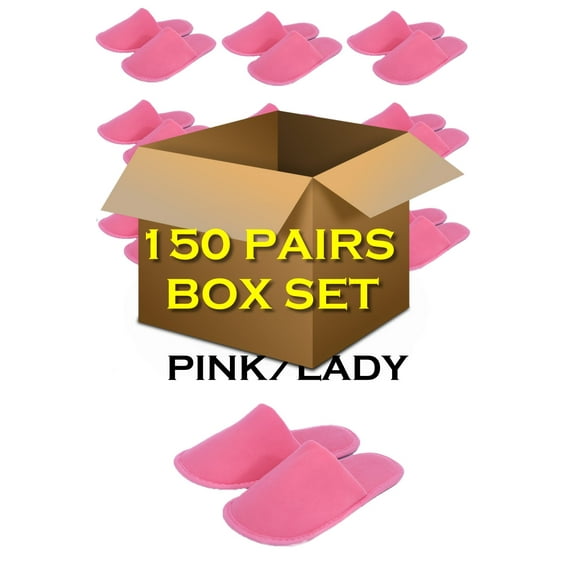 Chochili 150 Pairs Pink Fabric Packed Disposable Color Hotel Slippers for Airbnb Spa Salon Party Wedding Guests - US Men Women Size 7-8