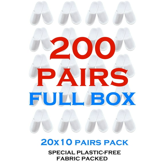 Chochili 200 Pairs Fabric Packed Non-Slip Disposable Slippers Bulk for Hotel Airbnb Spa Wedding Home Guests Adult Men Women Size 10-11, White