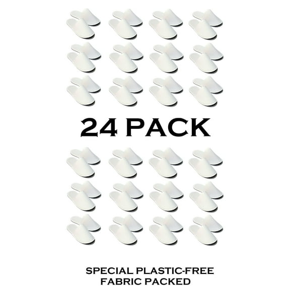 Chochili 24 Pairs Fabric Packed Terry Cotton Disposable Hotel Slippers for Airbnb Spa Nail Wedding Guests Adult Men Women Size 10-11, White