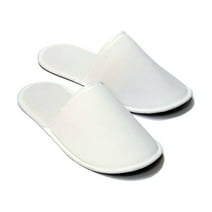 Chochili Fabric Packed Terry Cotton Disposable Hotel Slippers for Airbnb Spa Wedding Guests Adult Men Women Size 10-11, White