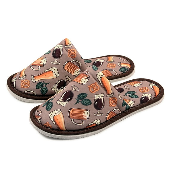 Chochili Men Beer Home Slippers Beige Yellow Lightweight Silent Walk Size 8 to 10