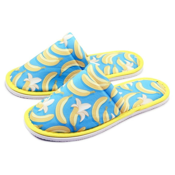 Chochili Women Banana Home Slippers Blue Yellow Lightweight Silent Walk Size 7 to 8