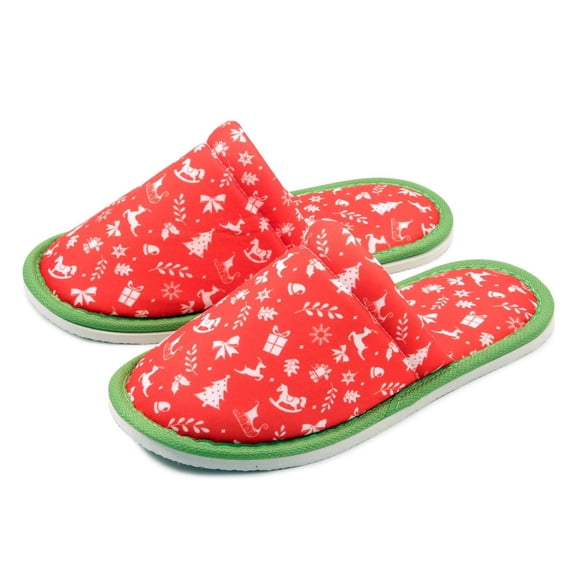 Chochili Women Christmas Home Slippers Red White Lightweight Silent Walk Size 7 to 8