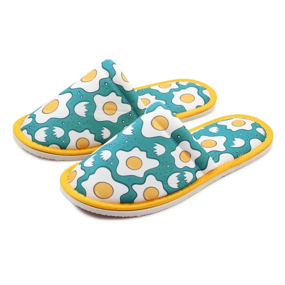 Chochili Women Egg Home Slippers Green Yellow Lightweight Silent Walk Size 7 to 8
