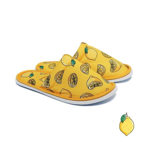 Chochili Women Lemon Home Slippers Yellow and Green Lightweight Silent Walk Size 7 to 8