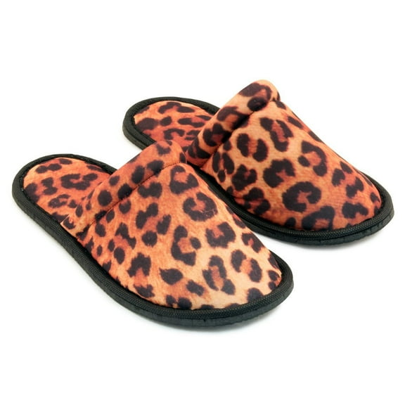 Chochili Women Leopard Home Slippers Orange Black Lightweight Silent Walk Size 7 to 8