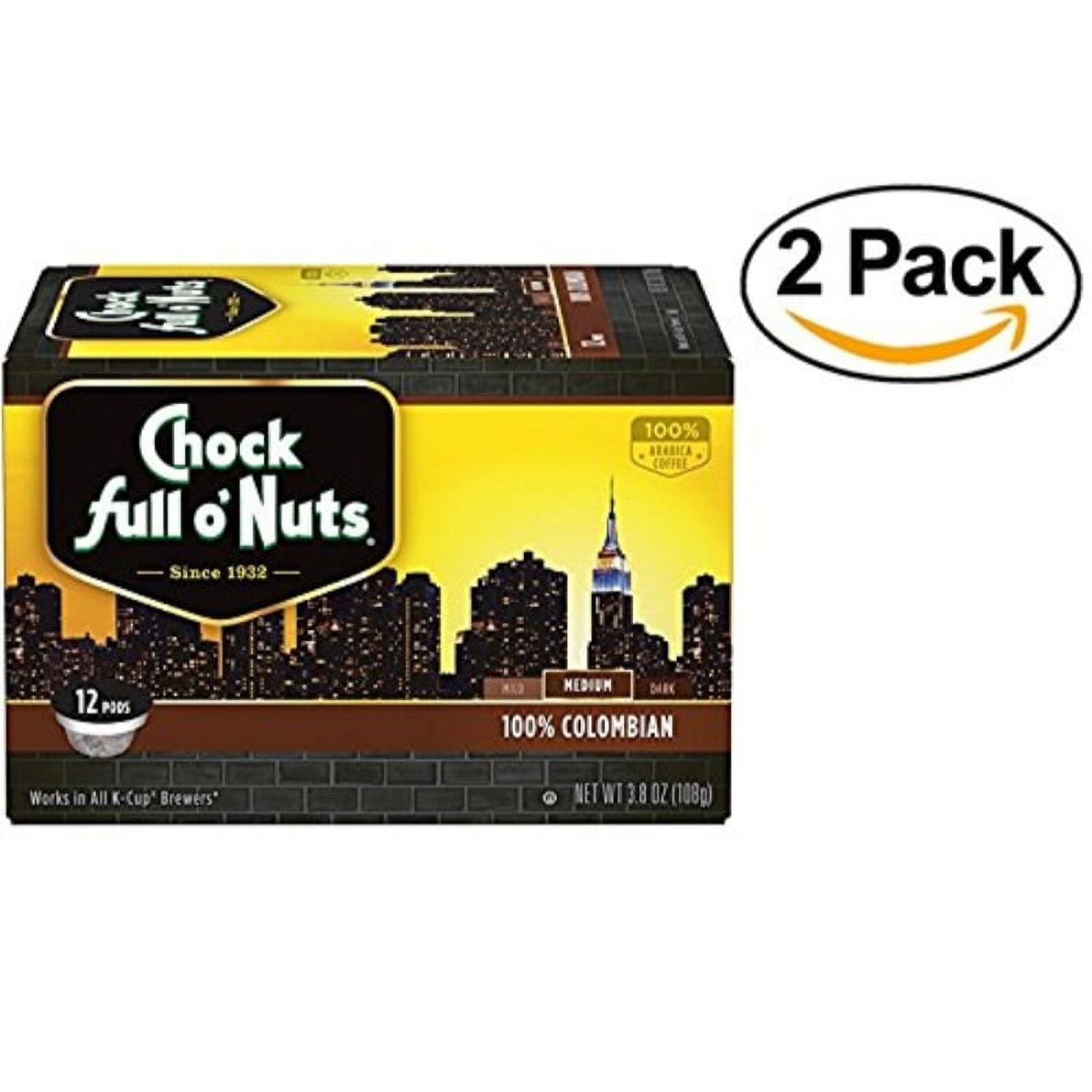 Chock Full O'Nuts 100 Percent Colombian Coffee Single Serve Cups, 24