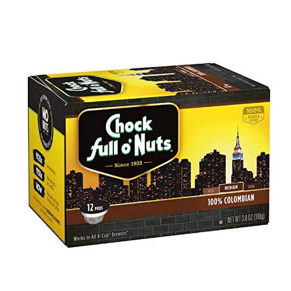 Chock Full o'Nuts Colombian Medium Roast, KCup Compatible Pods (12