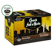 Chock Full o’Nuts Single-Serve Coffee Pods, 100% Colombian Coffee, Medium Roast, 12 Ct