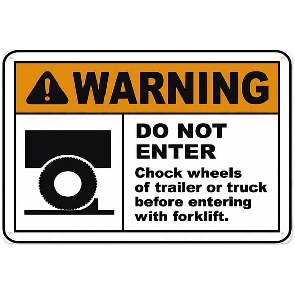 Chock Wheels Of Trailer Aluminum Tin Warning Sign 8"x12" - For Home Outdoor Garden, Trailer Wheel Chock Sign