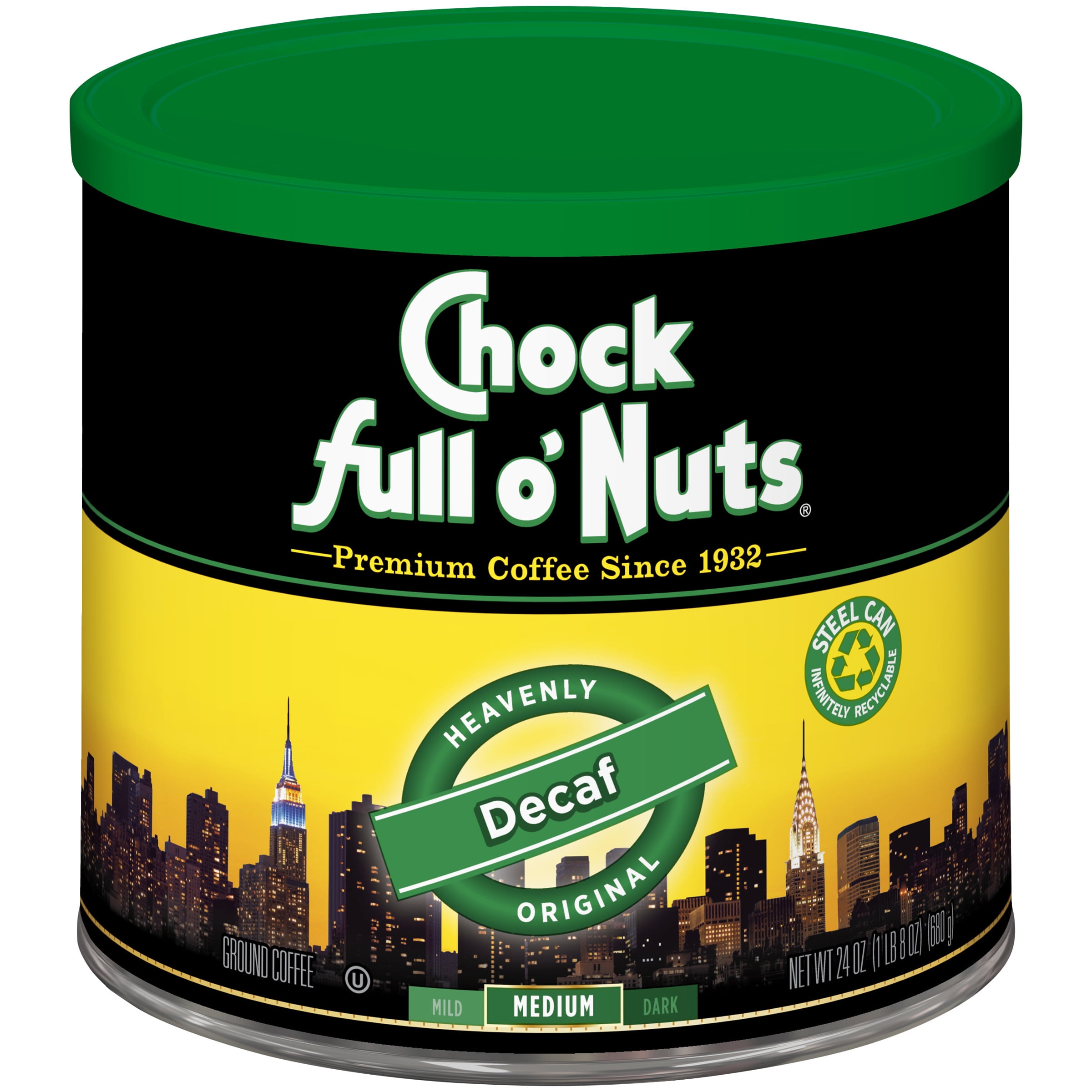 Chock full o'Nuts Decaf Ground Coffee, Original, 24 Oz, 1 Ct