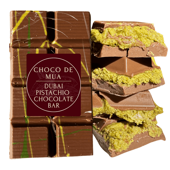 Choco De Mua Dubai Pistachio Chocolate Bar 7 oz | Viral Knafeh Pistachio Dubai Chocolate Bar | Gift for all Occassions | Dessert Gift | Luxurious Chocolate Snack dessert