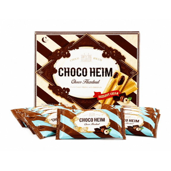 Choco Hazelnut Cream Wafer Sticks, 10.02 oz, Individually Wrapped Crispy Chocolate Wafer Snack, Dessert & Coffee Snack