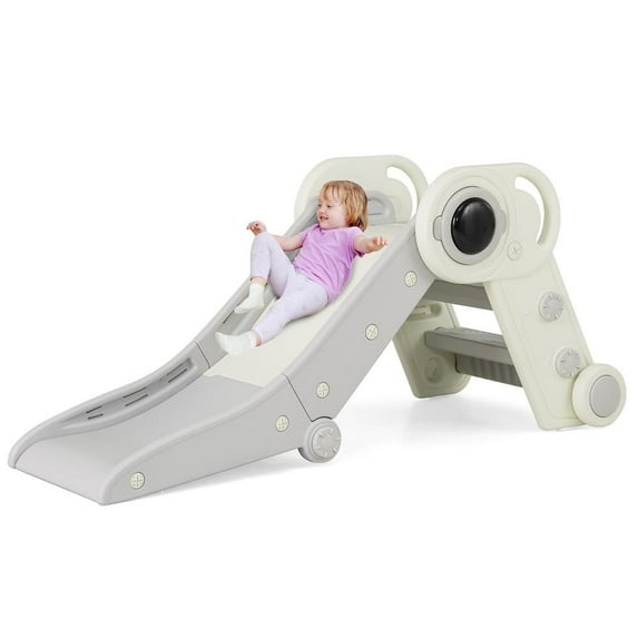 Choco Moon 2 in 1 Baby Slide with Climber for Toddlers Age 18+ Months, Indoor Playset for Kids-Gray