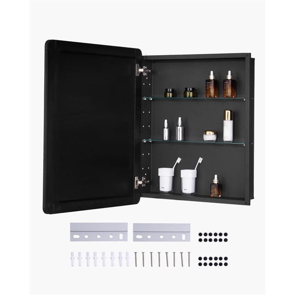 Choco Moon 24" x 30" Wall-Mounted Medicine Cabinet with Extendable Shelves and Full-Length Mirror, Perfect for Bathroom Storage Solution
