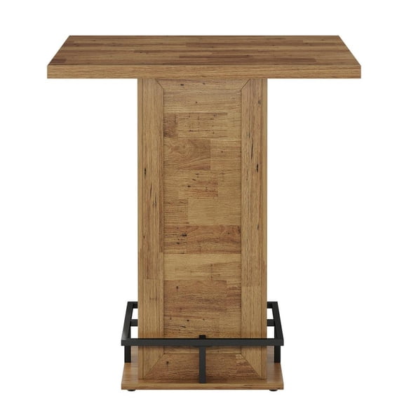 Choco Moon 39.4" H Square Bar Table, Industrial Bistro Pub Table with Metal Footrest for Small Bars, Drink Table, Wood Table, Easy to Assemble